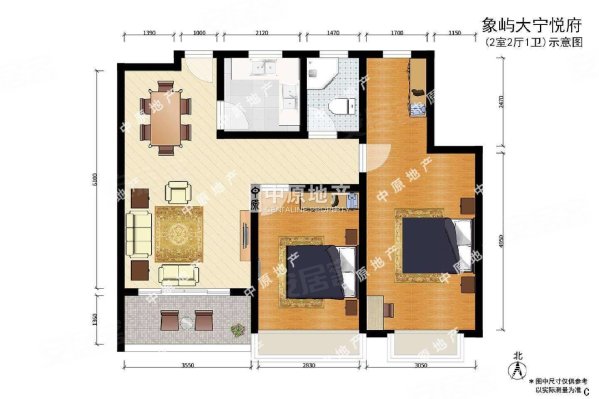 象屿大宁悦府2室2厅1卫89.22㎡南北920万