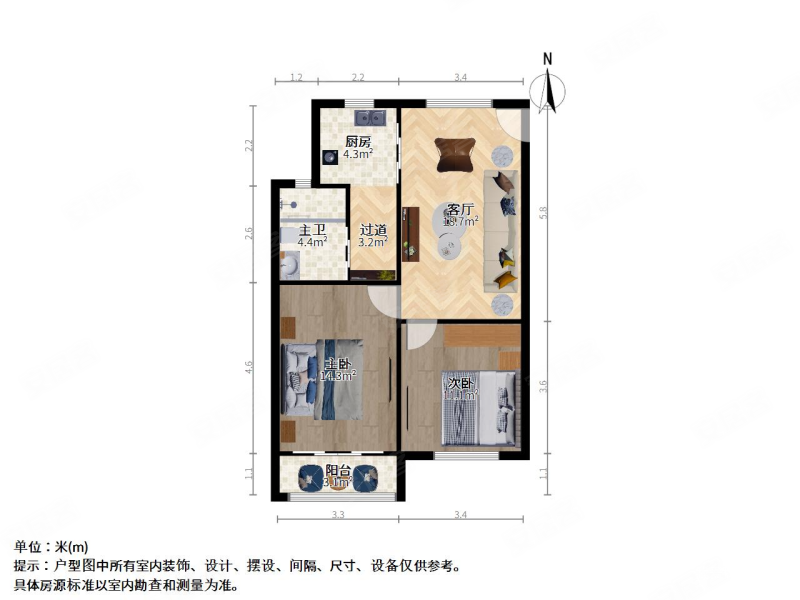 荷五小区2室1厅1卫78.15㎡南北379万