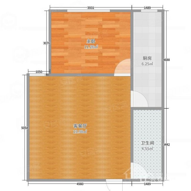 中集青春里1室1厅1卫48.82㎡南44万