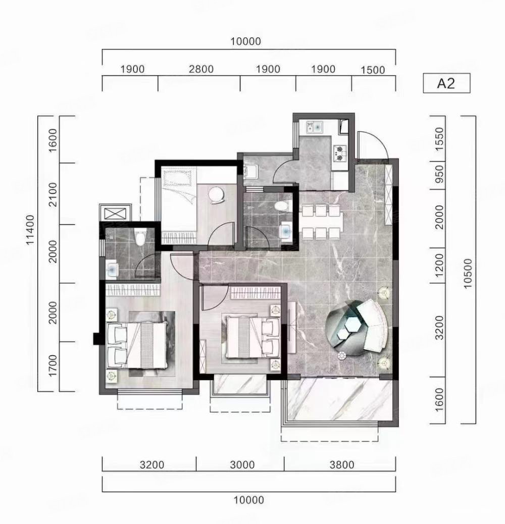 滟澜洲春森里3室2厅2卫100㎡西76.8万