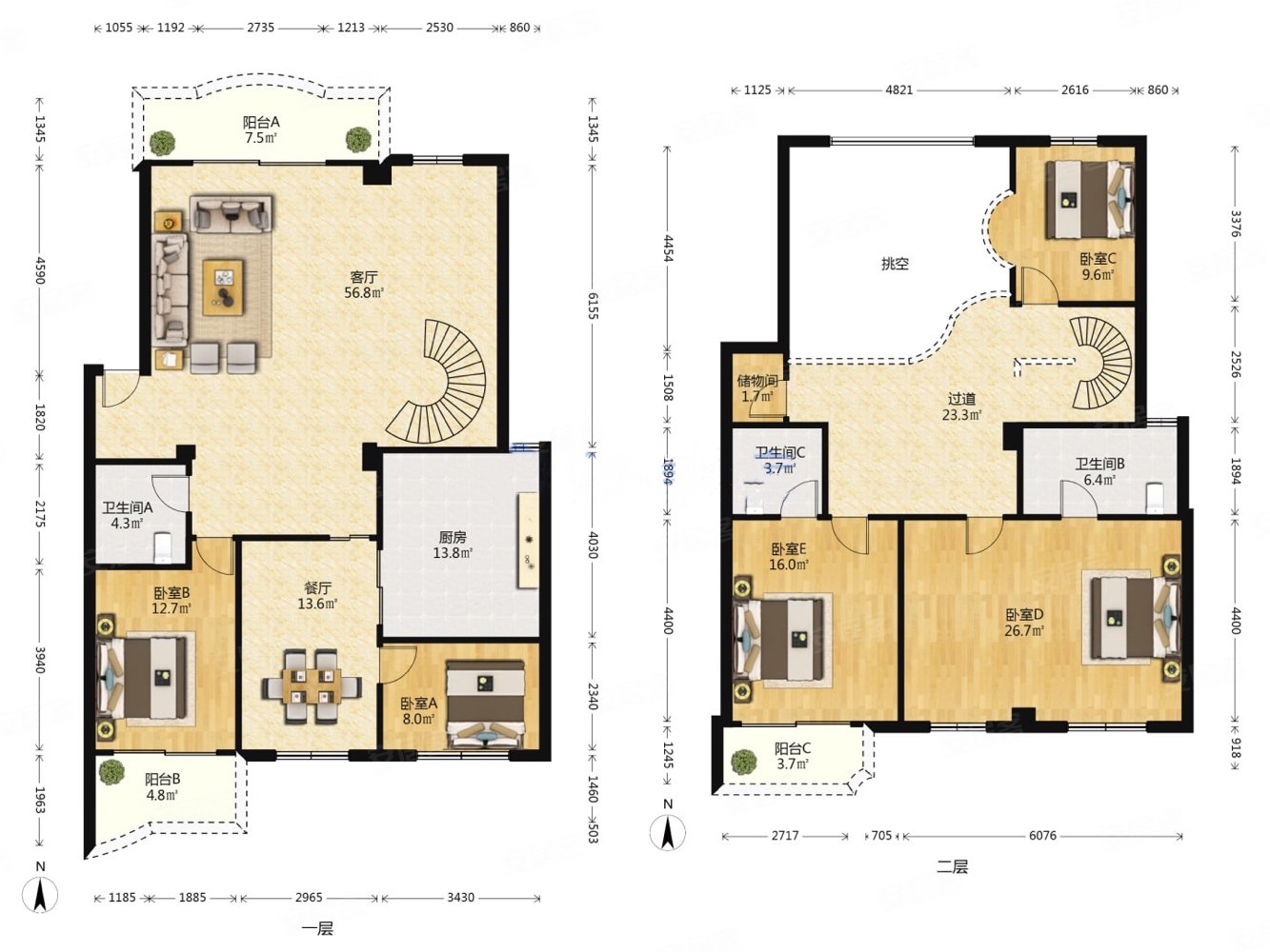 万象城益城广场电梯跃三层楼中楼封闭小区大露台