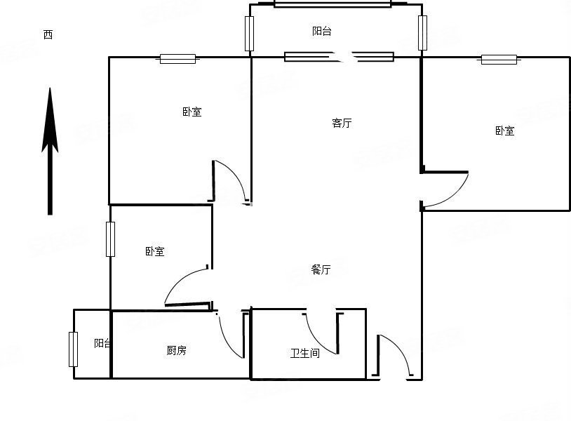 银湖山庄3室2厅1卫92.63㎡南北206万