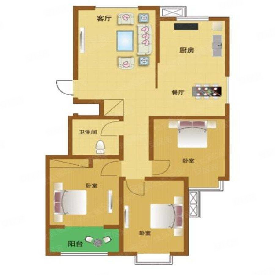 安彩公寓2室2厅1卫78㎡南北34万