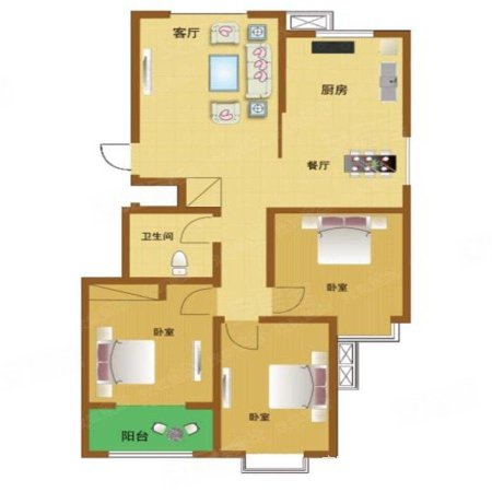 安彩公寓2室2厅1卫78㎡南北34万