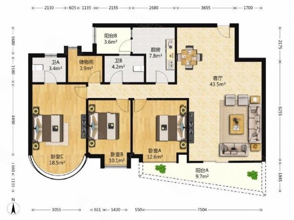 广州天河棠下骏景花园骏景花园 南苑大三房 装修好业主好说话出租房源