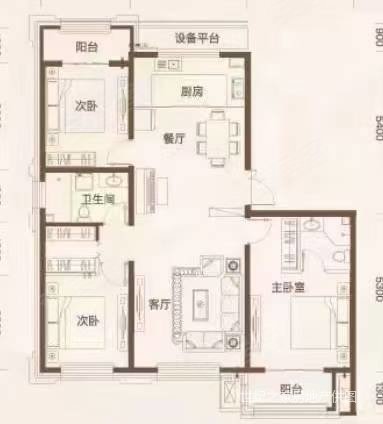 翰林新苑3室2厅2卫135㎡南北68万