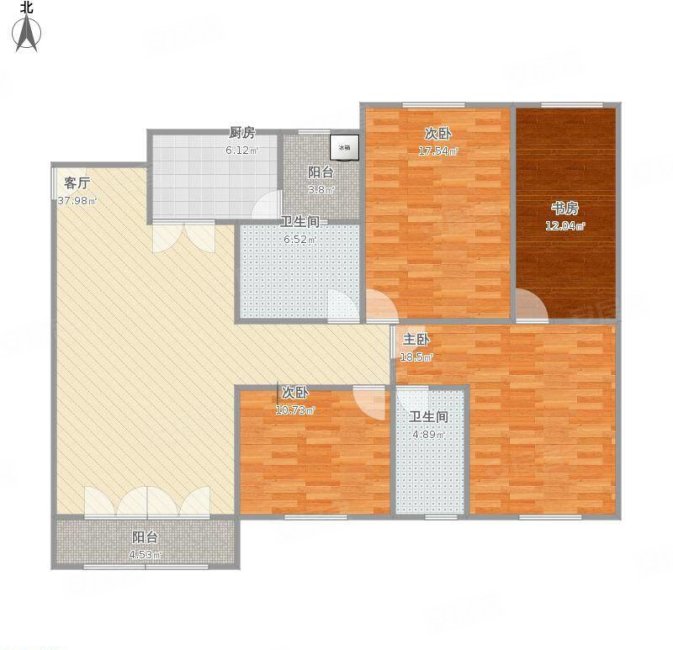 宏博楿滨城3室2厅2卫100㎡南北64.5万