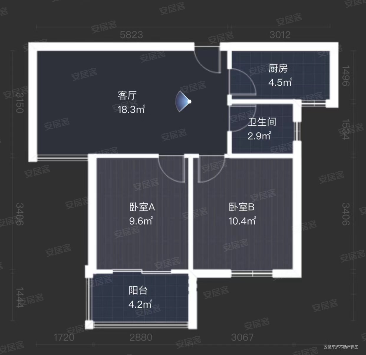 合郢花园2室2厅1卫67.21㎡南北48万