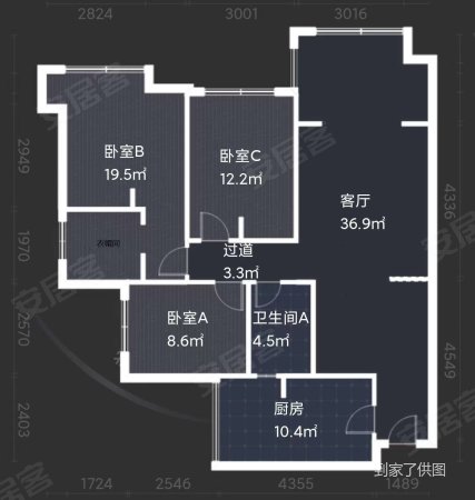 中海右岸(一期)3室2厅2卫103.94㎡东南173万