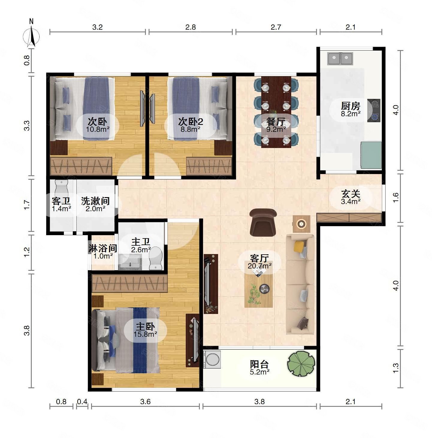 谭鑫培公园旁  联投广场精装南北通透大三房急售