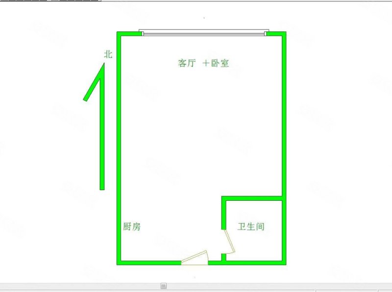 太伟方恒广场(商住楼)1室1厅1卫46.45㎡北49万