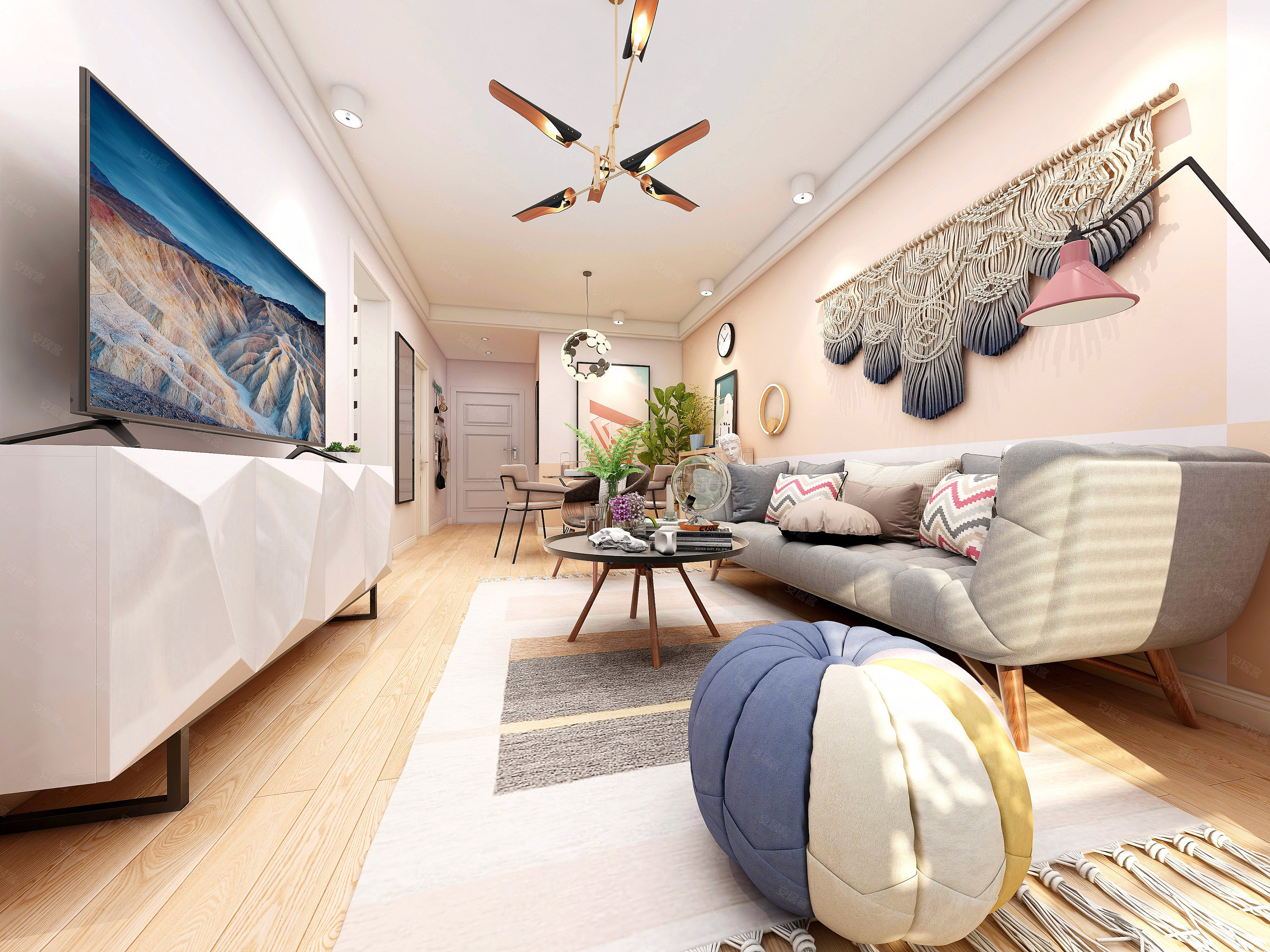 暖色系:温情多彩的北欧风-安居客装修案例