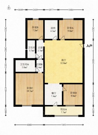 鸿信大厦4室2厅2卫138.95㎡南北180万