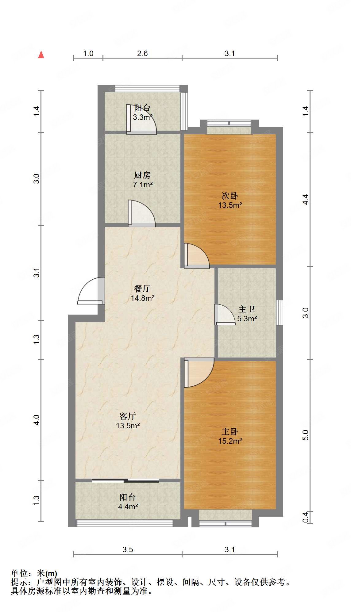 丽景胜和园2室2厅1卫102㎡南北145万