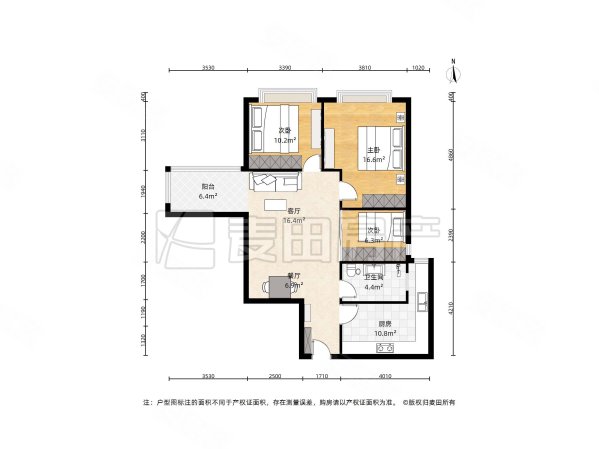 嘉润花园3室2厅1卫107㎡西北513万