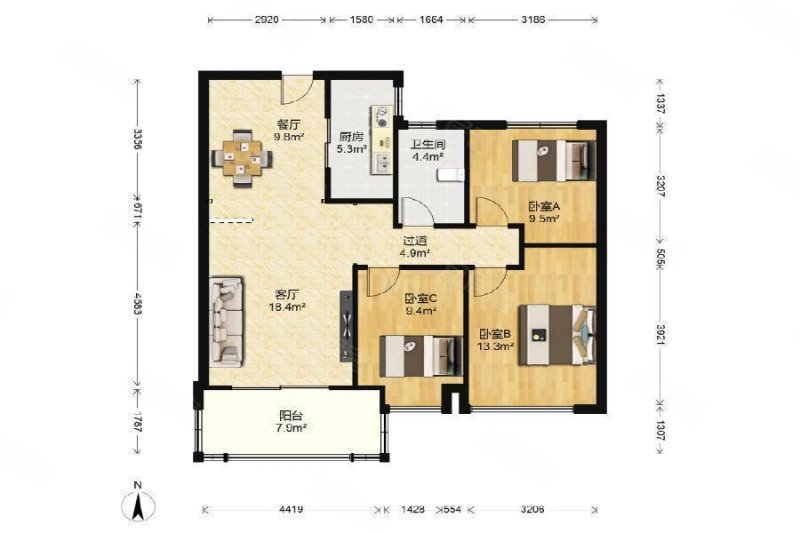 保利罗兰香谷 有电梯 小三房 产权清晰 精装可拎包入住