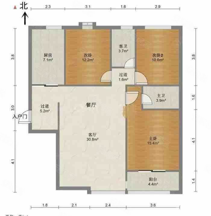 海兴城3室2厅2卫128㎡南北78万