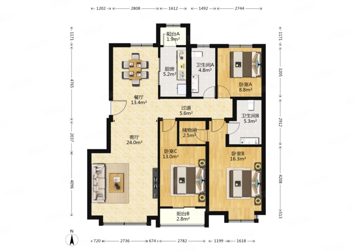 万科朗润园一期精装修三居室出售
