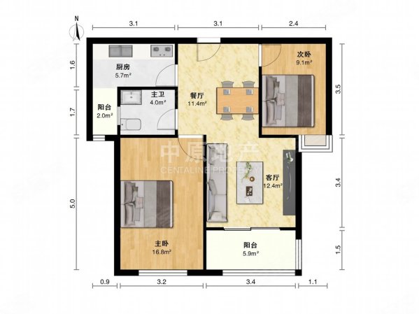 天居玲珑湾(公寓住宅)2室2厅1卫85.03㎡南190万