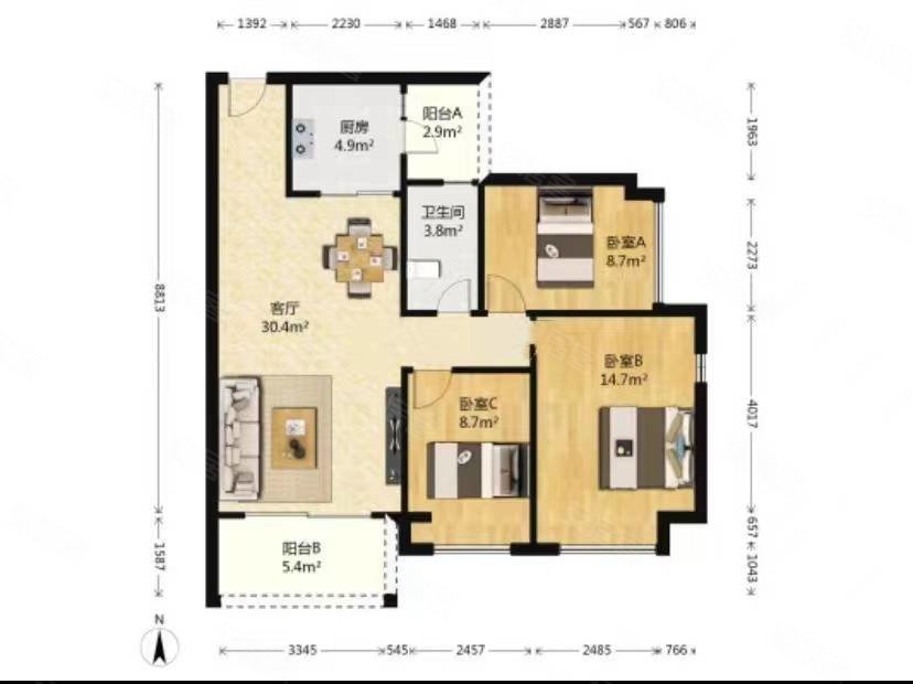 富力金港城三房两厅精装修采光通风不错产权清晰