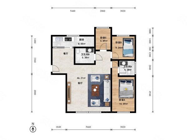 北京通州九棵树通大家园九棵树通大家园精装大三居双卫,业主诚意出租