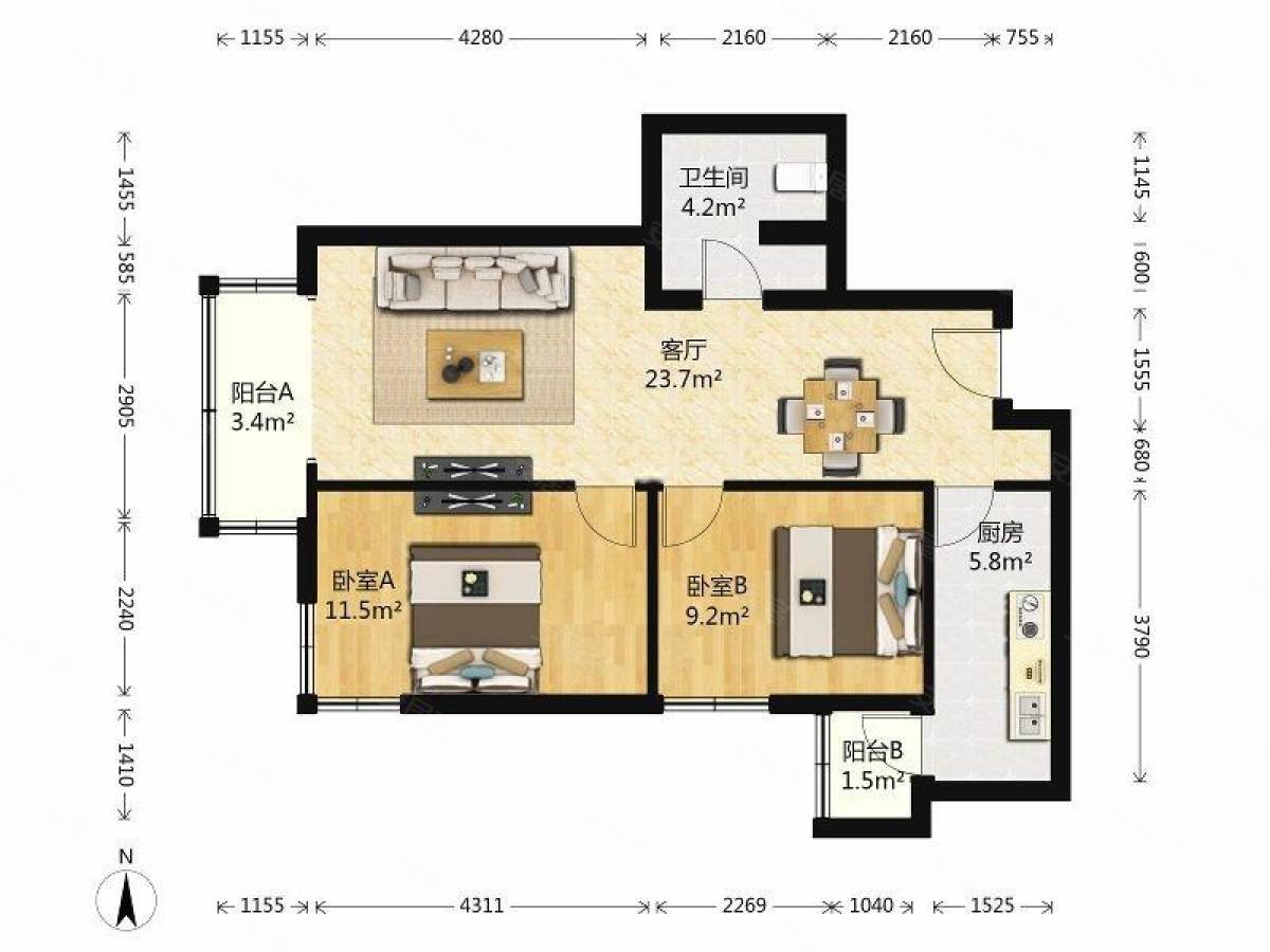 商品房满五住房82平垡头翠成馨园e区精装修居家自住