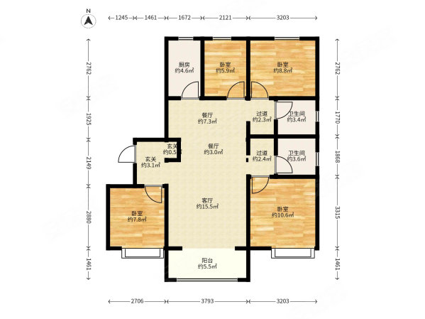 中建府4室2厅2卫112.59㎡南北69万