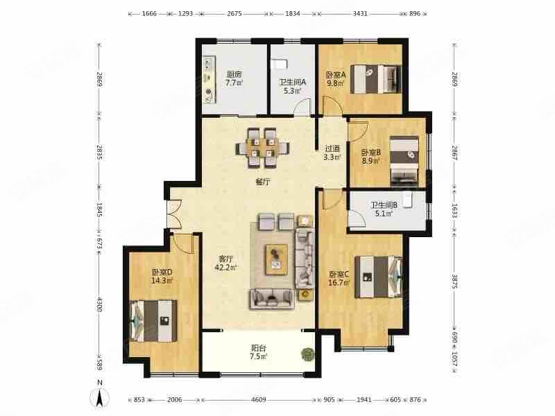 远洋万和城4室2厅2卫169.15㎡南570万