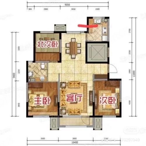 京苑小区3室2厅1卫90㎡南北25万