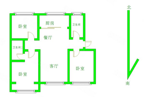 紫竹园(定州)3室2厅2卫124㎡南北80万