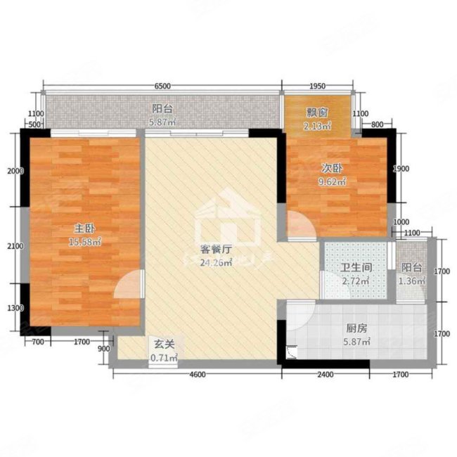 科瑞江韵小区2室2厅1卫86㎡东63万