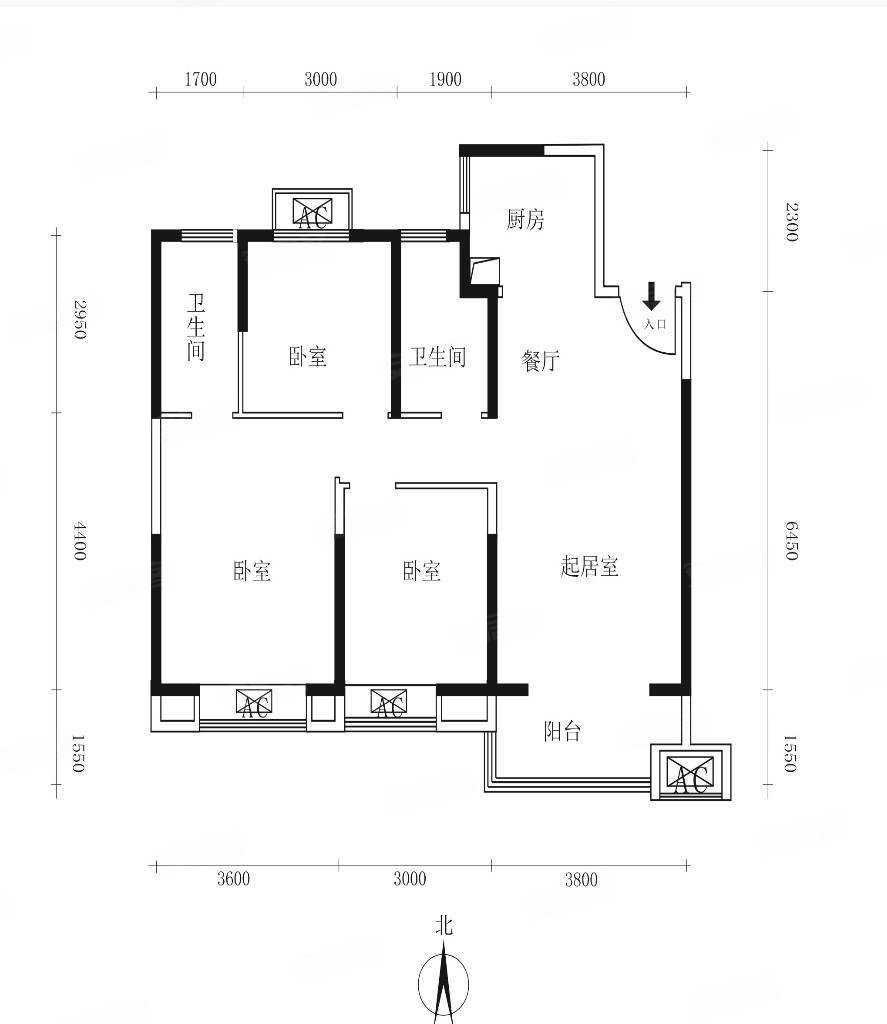 铂悦府电梯三室两卫毛坯偏飞机户型可按揭