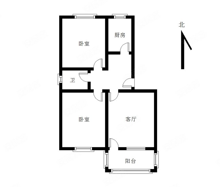 渔港宿舍2室1厅1卫64.55㎡南北208万