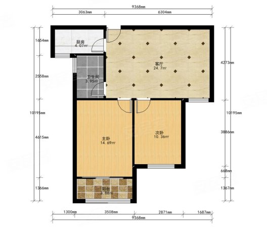 保利香槟国际2室2厅1卫84.88㎡南220万