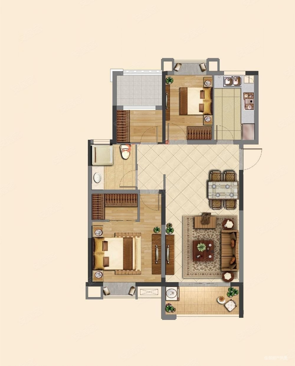紫艺华府 商品住宅 中间好楼层 次新小区 南北通透 小三居
