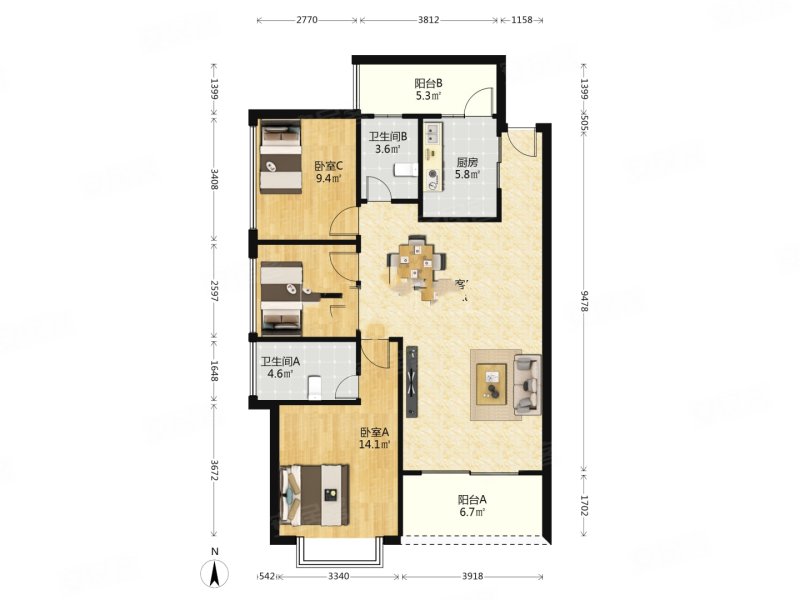 椰岛广场 近医院 高楼层视野无遮挡 双卫 满五   小区新