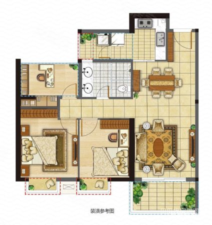 康华花语城3室2厅1卫96㎡南北52万