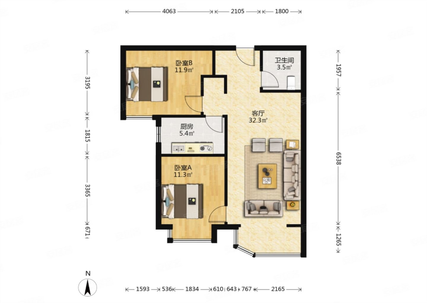 4代南向户型,精装修中高楼层,前排视野好,无遮挡,天洋城4代(二期)二手