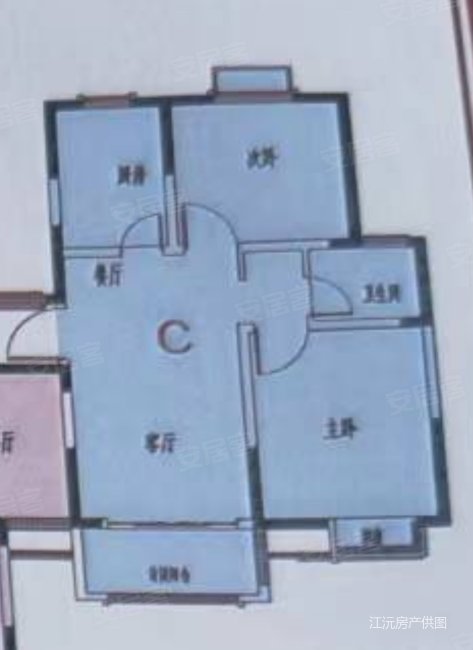 江畔雅居2室2厅1卫85㎡南北115万