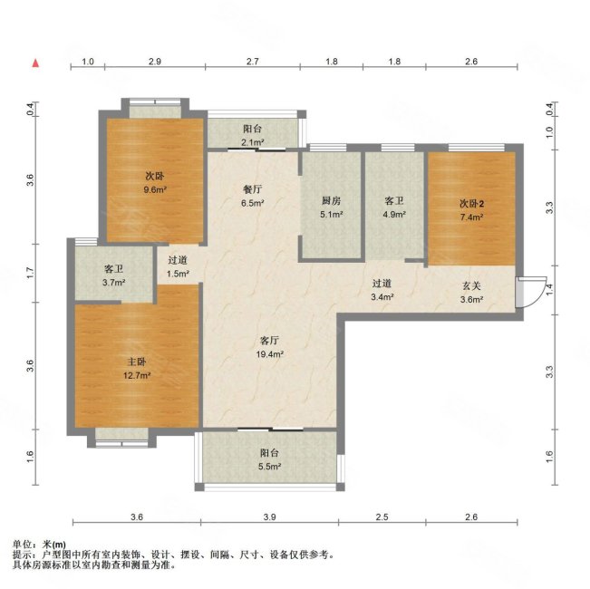 富丽金澜湾3室2厅2卫110㎡南北90万