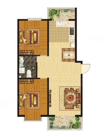 自然城2室2厅1卫98.26㎡南北70万