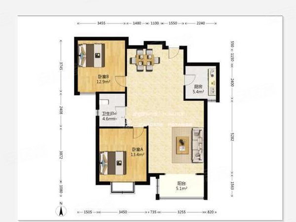 济南历下盛福盛景家园奥体中路,盛景家园精装大两室,新出租,家具家电