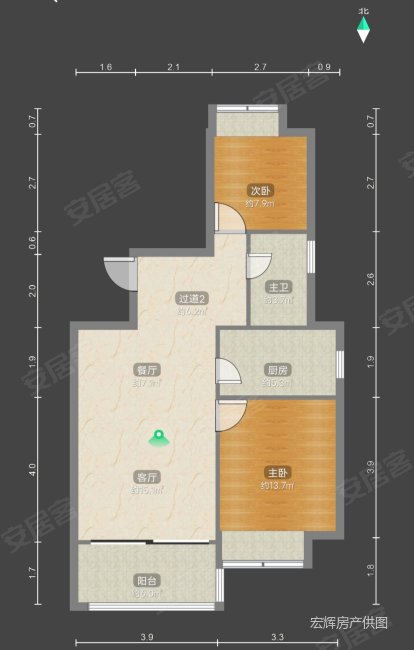 恒盛鼎城圣都汇2室2厅1卫85.49㎡南615万