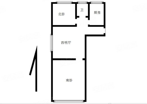 如东路小区2室1厅1卫62.42㎡南北120万