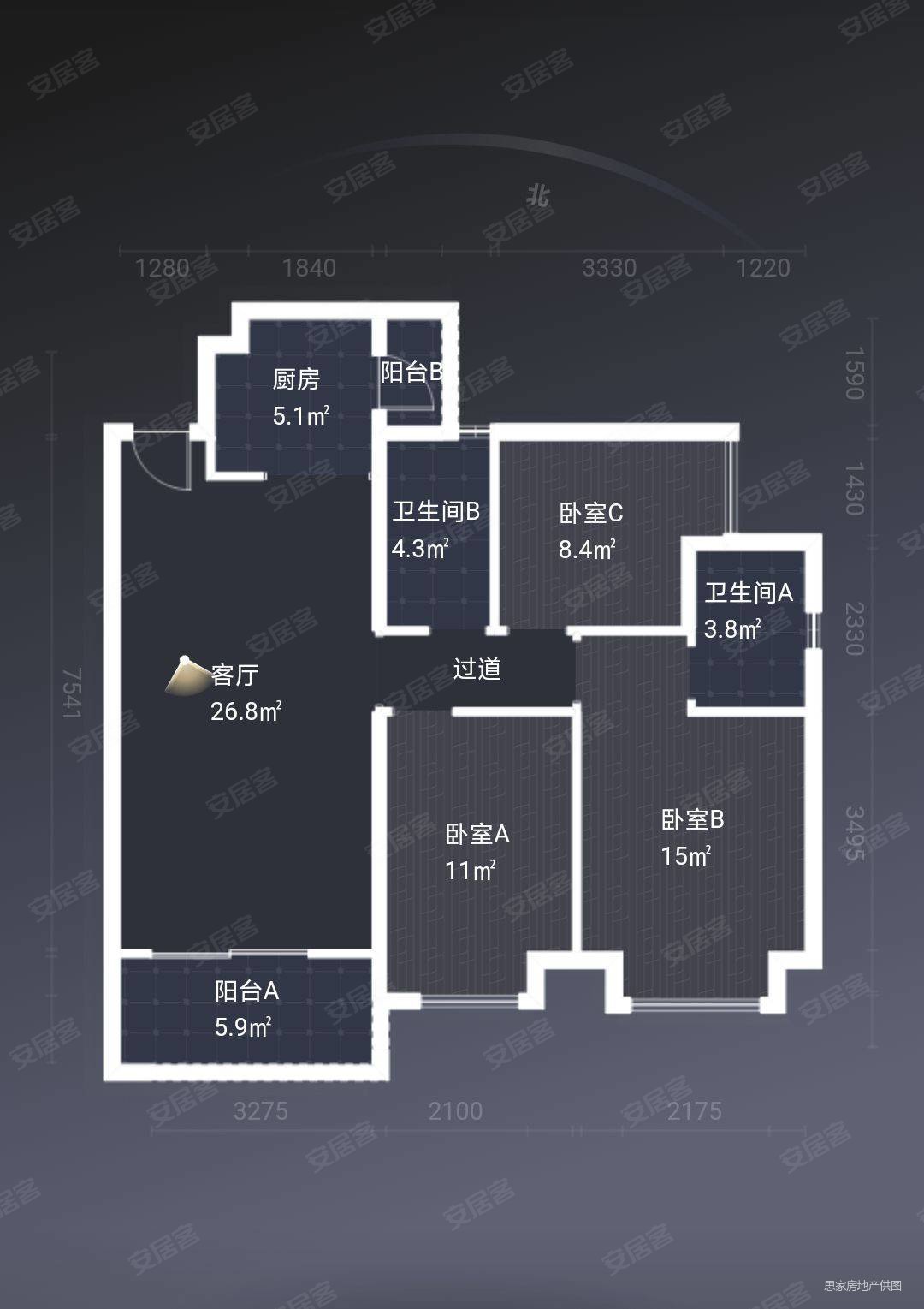 远洋翡丽郡二期3室2厅2卫103.99㎡南86万