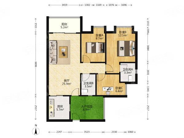 【多图】佳滨苑,滨江东租房,靓房初次放租 一看就中 佳滨苑3室2厅2卫