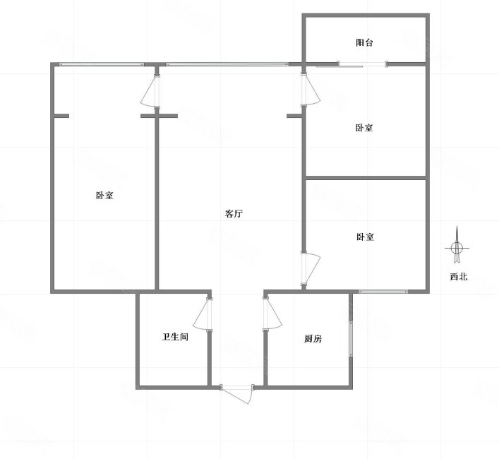 子龙公寓3室2厅1卫95㎡南110万