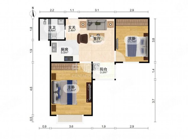 长白新城2室1厅1卫71.37㎡南540万