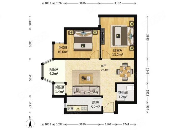 珠江逸景家园(南区)2室1厅1卫86.28㎡西235万