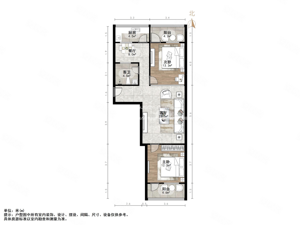 安装公司宿舍2室2厅1卫95㎡南北175万